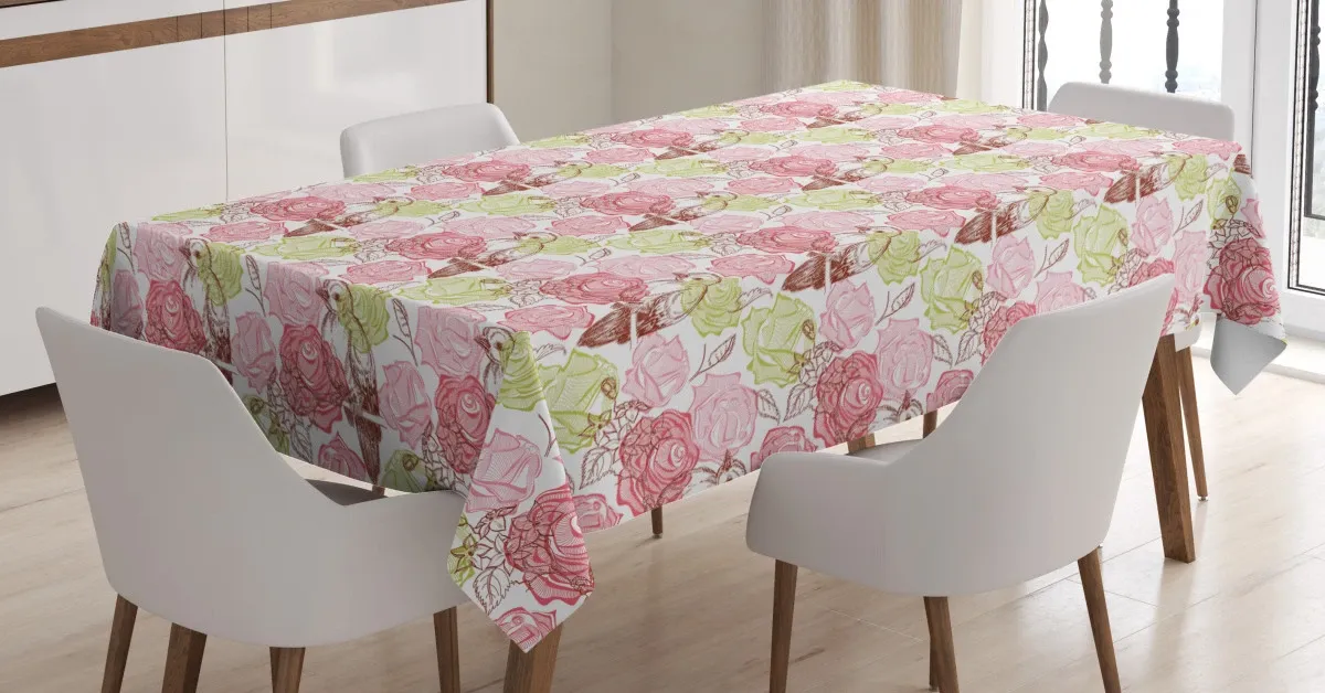 rose bouquetnd sakurtree 3d printed tablecloth table decor 5306