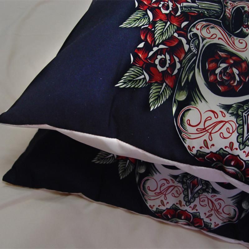 rose skull sugar pistol printed bedding set bedroom decor 1163