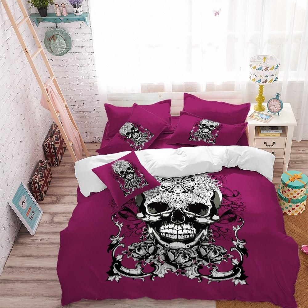 rose sugar skull face printed bedding set bedroom decor 1311