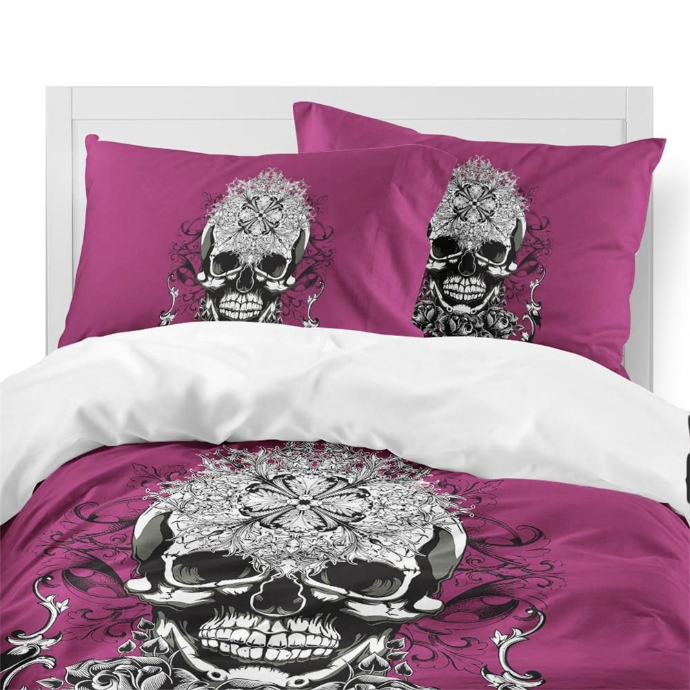 rose sugar skull face printed bedding set bedroom decor 4577