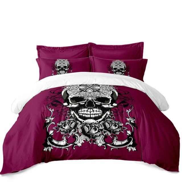 rose sugar skull face printed bedding set bedroom decor 5318