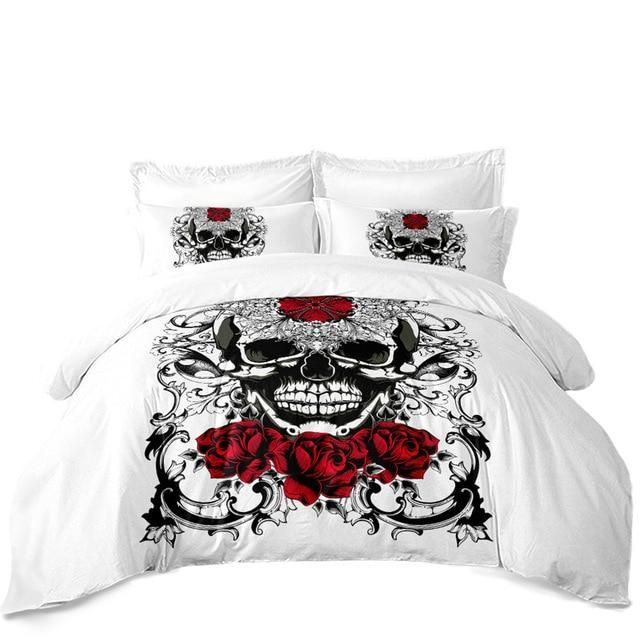 rose sugar skull face printed bedding set bedroom decor 5512