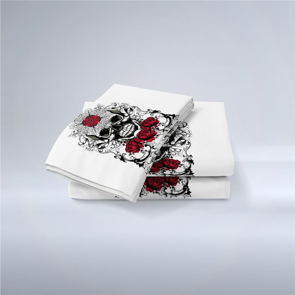rose sugar skull face printed bedding set bedroom decor 6718