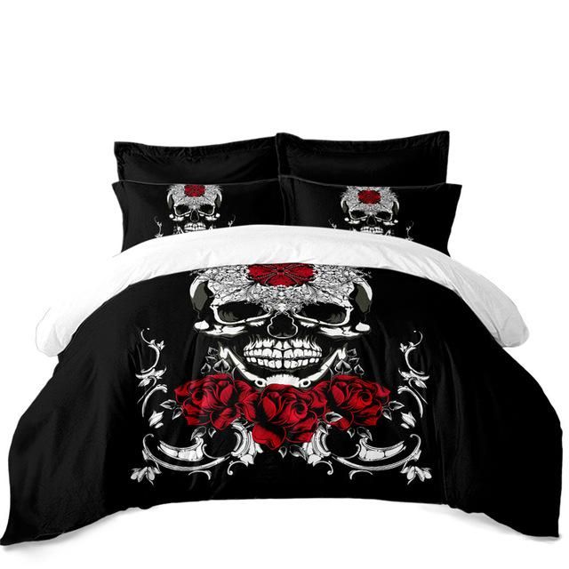 rose sugar skull face printed bedding set bedroom decor 7463