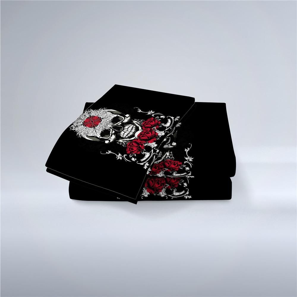 rose sugar skull face printed bedding set bedroom decor 7626