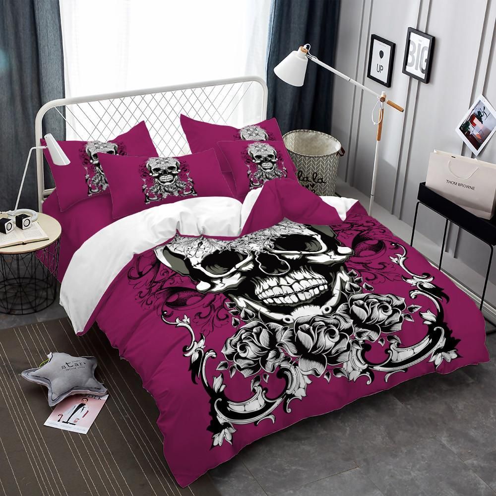 rose sugar skull face printed bedding set bedroom decor 7824