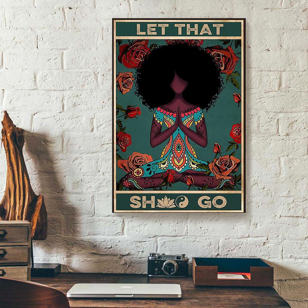 Rose Yoga Black Girl Canvas Prints - Wall Art Decor rose yoga black girl canvas prints wall art decor 3211