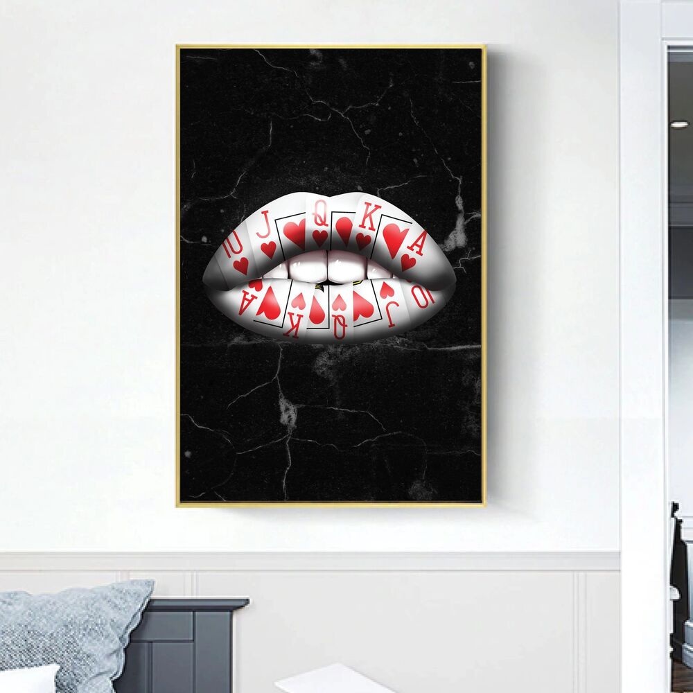 Royal Flush Lips Hearts Motivational Positive Canvas Print - Wall Art Decor royal flush lips hearts motivational positive canvas print wall art decor 7379