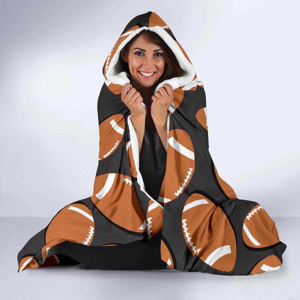 rugby ball american football print pattern hooded blanket cloak blanket 4033