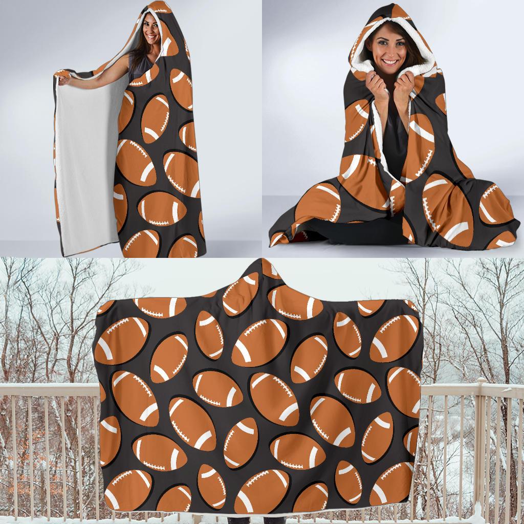 rugby ball american football print pattern hooded blanket cloak blanket 4471