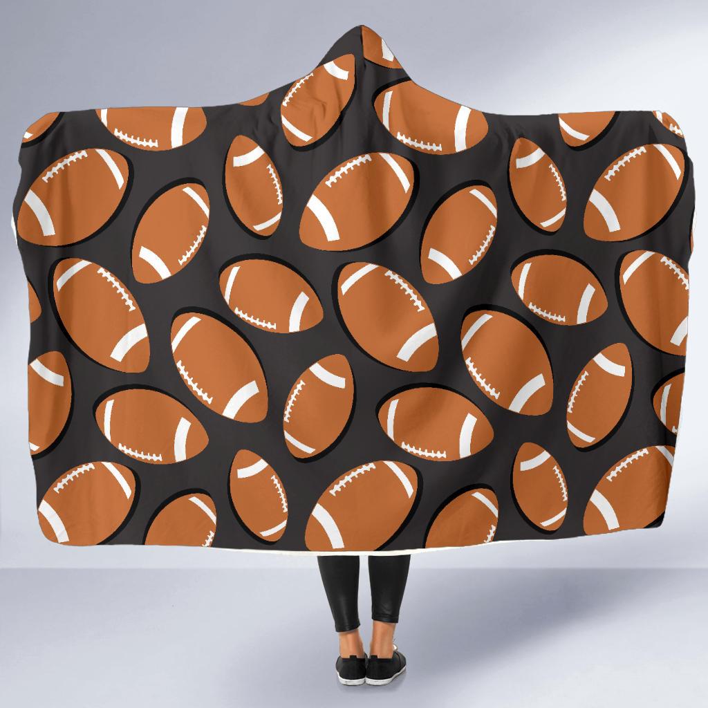 rugby ball american football print pattern hooded blanket cloak blanket 8834