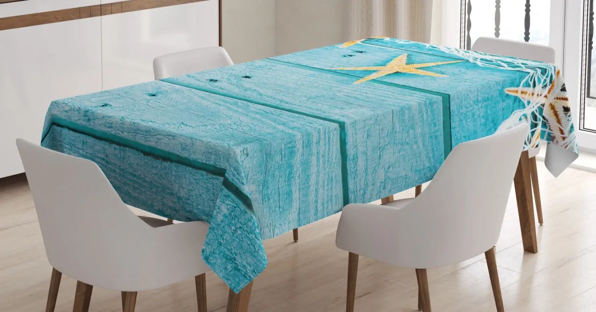 rustic fish net 3d printed tablecloth table decor 1446