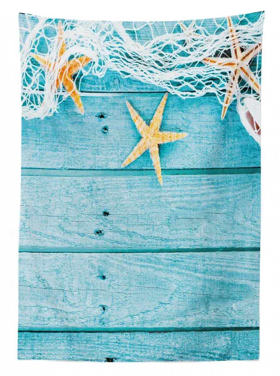 rustic fish net 3d printed tablecloth table decor 5986