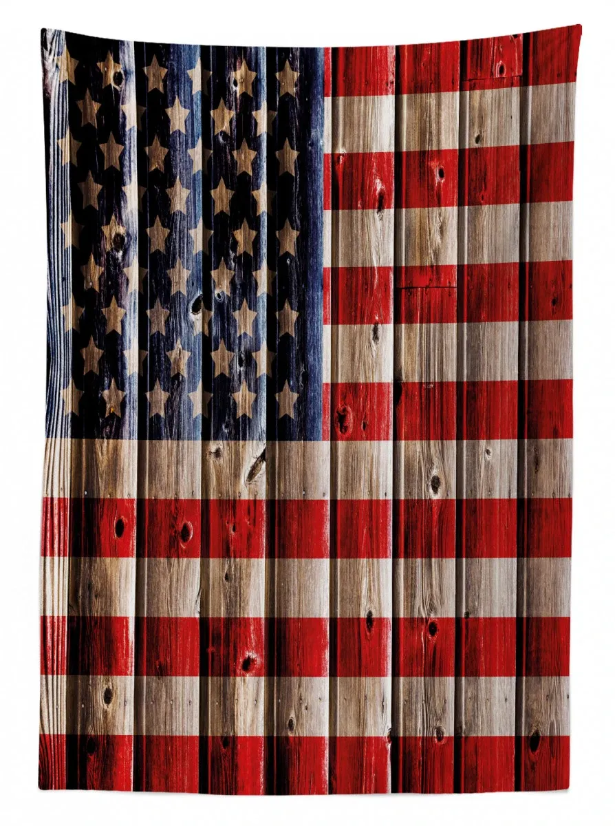 rustic flag design 3d printed tablecloth table decor 4873