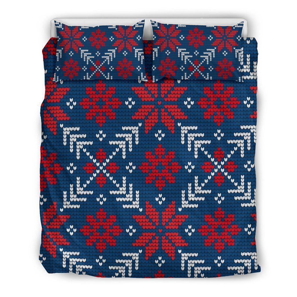 rustic pattern blue and red bedding set bedroom decor 6323