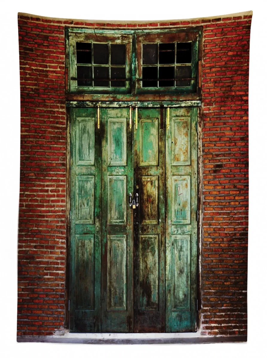 Rusty Old Retro Door 3D Printed Tablecloth Table Decor rusty old retro door 3d printed tablecloth table decor 3675