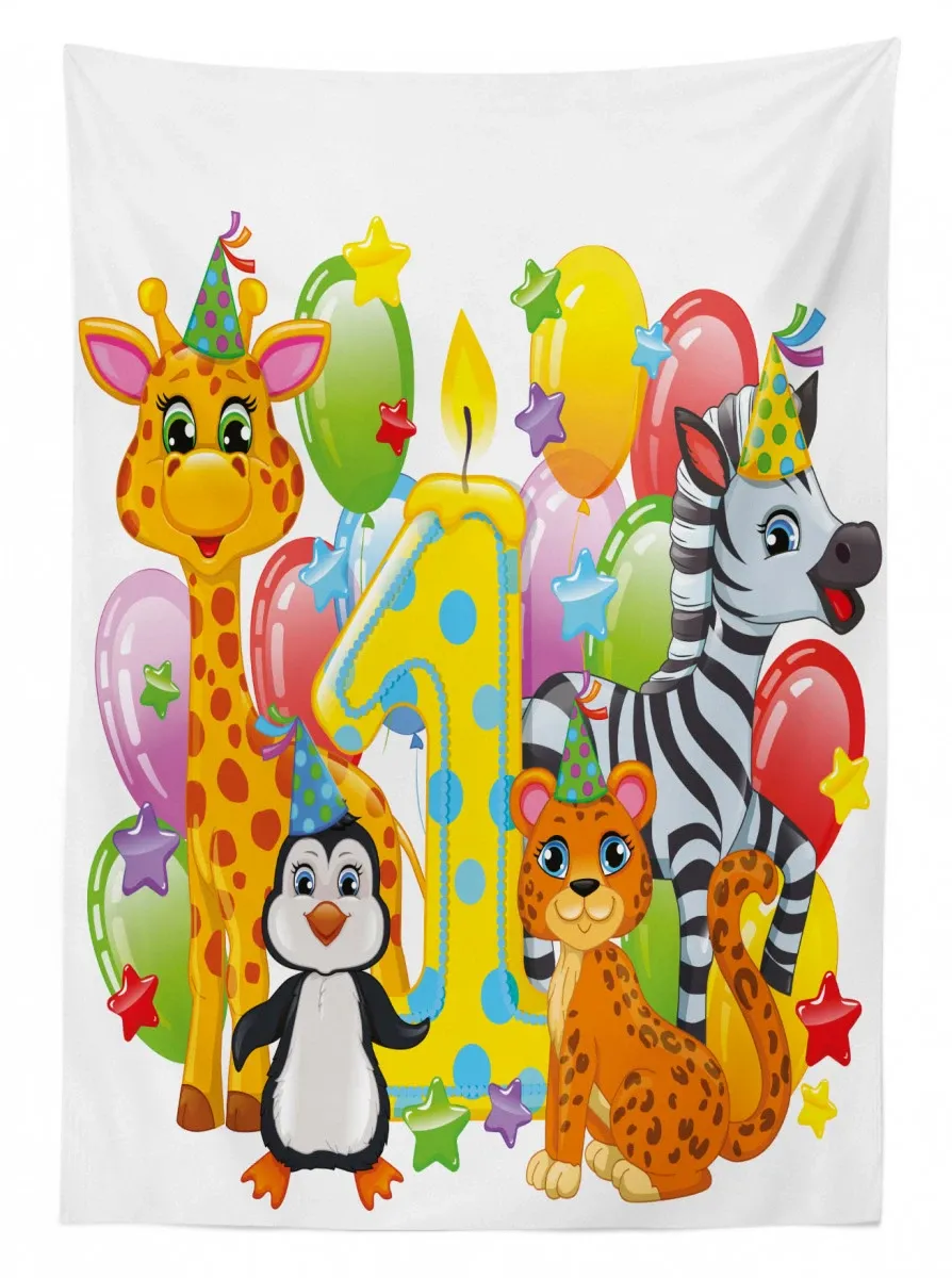 safari animal birthday 3d printed tablecloth table decor 1565