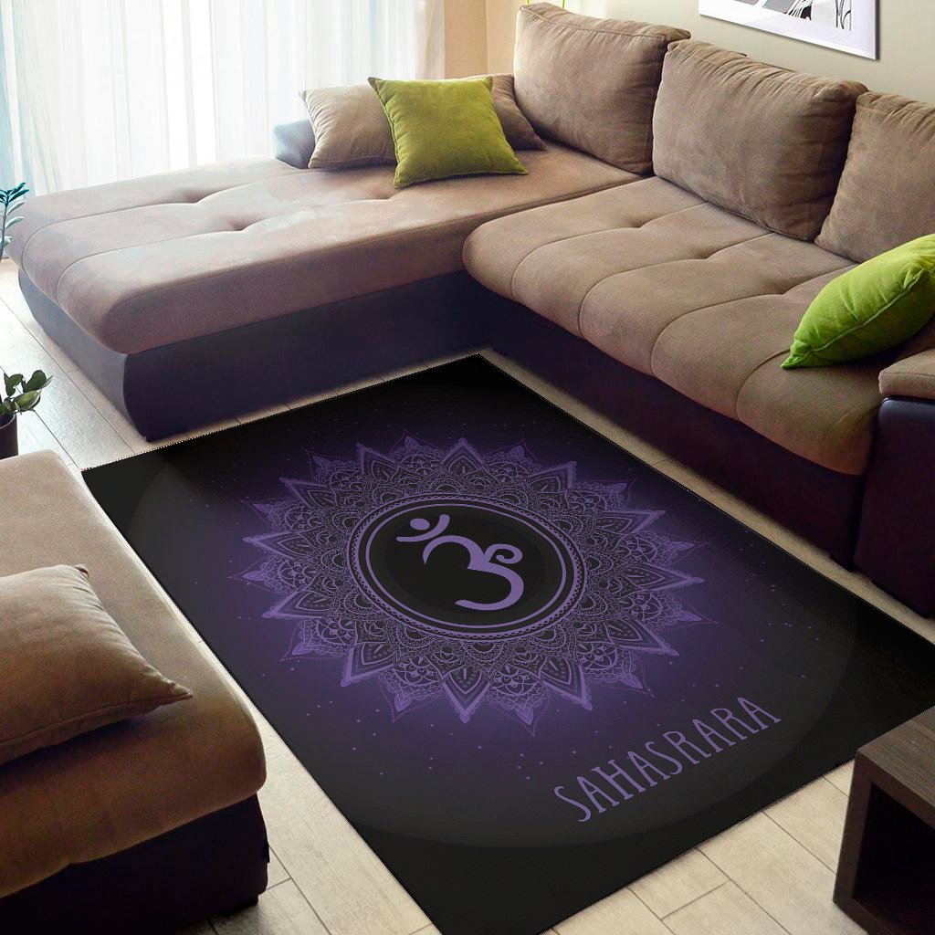 sahasrara chakra symbol print area rug floor decor 4150