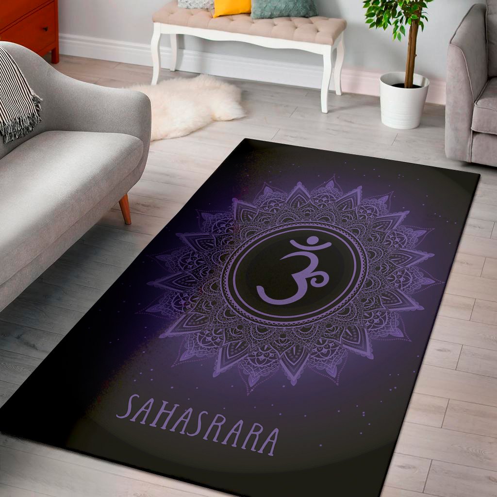 sahasrara chakra symbol print area rug floor decor 5915