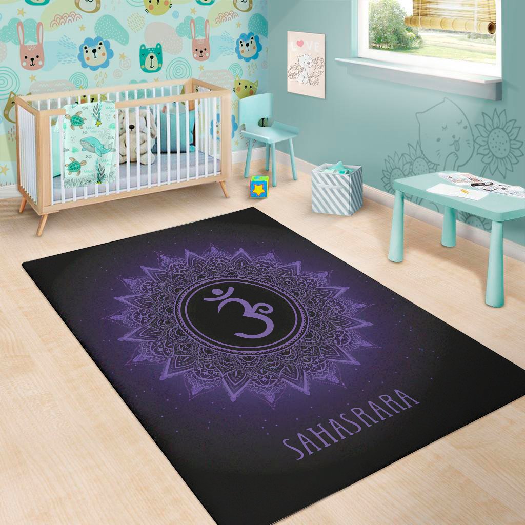 sahasrara chakra symbol print area rug floor decor 6023