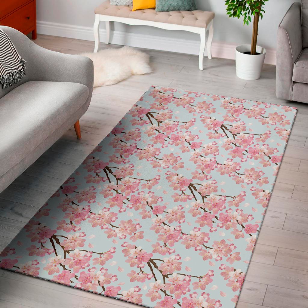 sakura flower cherry blossom print area rug floor decor 2990