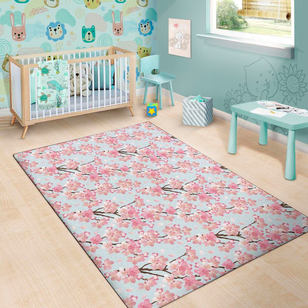 sakura flower cherry blossom print area rug floor decor 6068