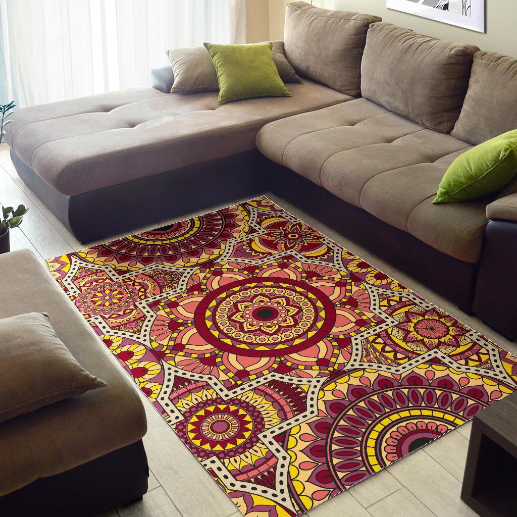 sangria mandala bohemian pattern print area rug floor decor 3360