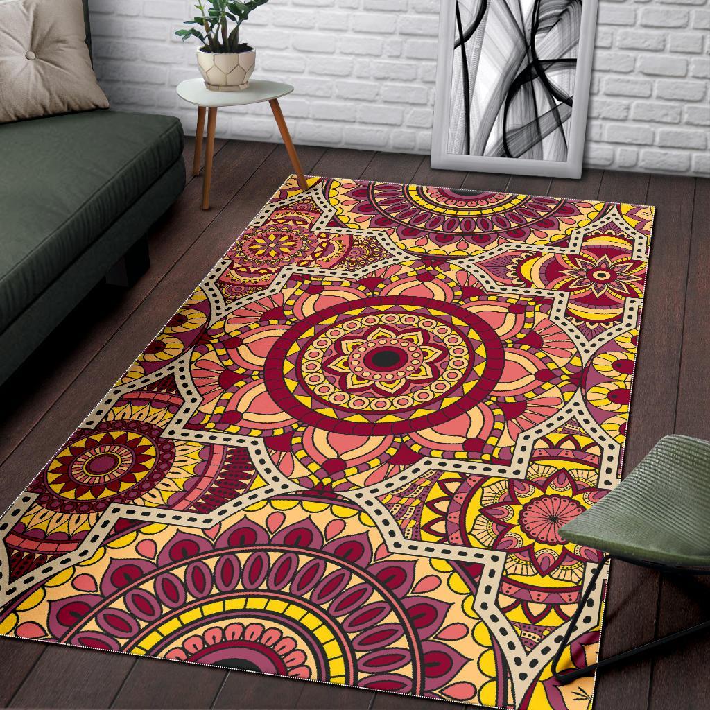 sangria mandala bohemian pattern print area rug floor decor 8998
