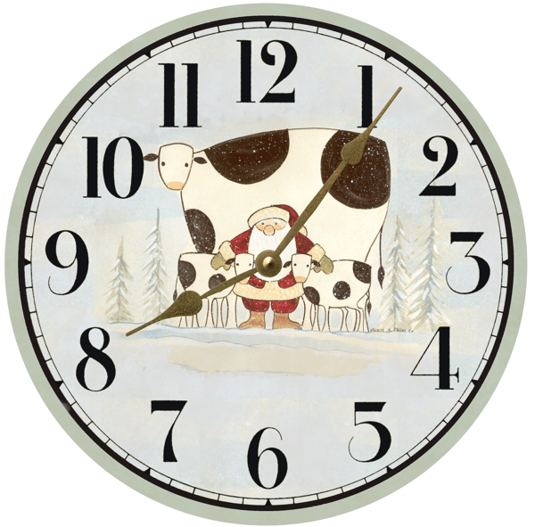 Santa And Cow Light Blue Decoration Gift Wall Clock santa and cow light blue decoration gift wall clock 2972