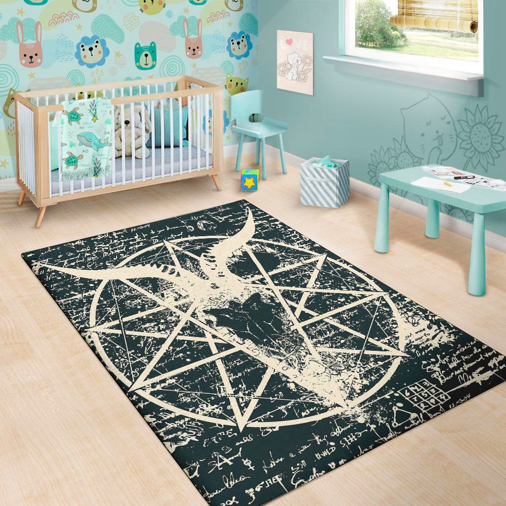 satan goat skull symbol print area rug floor decor 5574