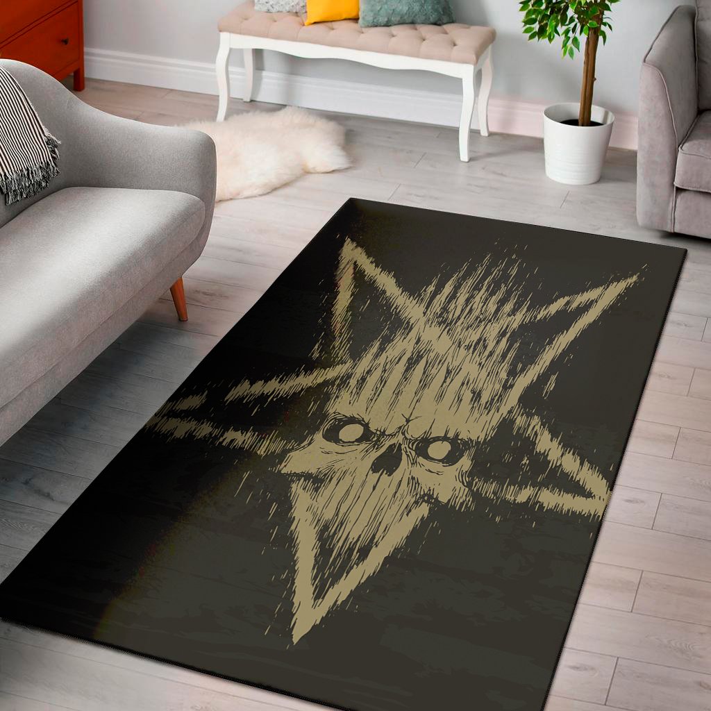 Satanic Pentagram Skull Print Area Rug Floor Decor satanic pentagram skull print area rug floor decor 2733