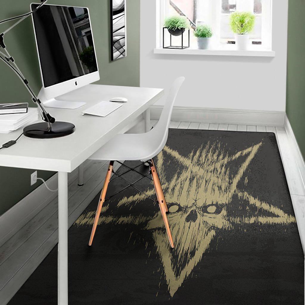 Satanic Pentagram Skull Print Area Rug Floor Decor satanic pentagram skull print area rug floor decor 5239