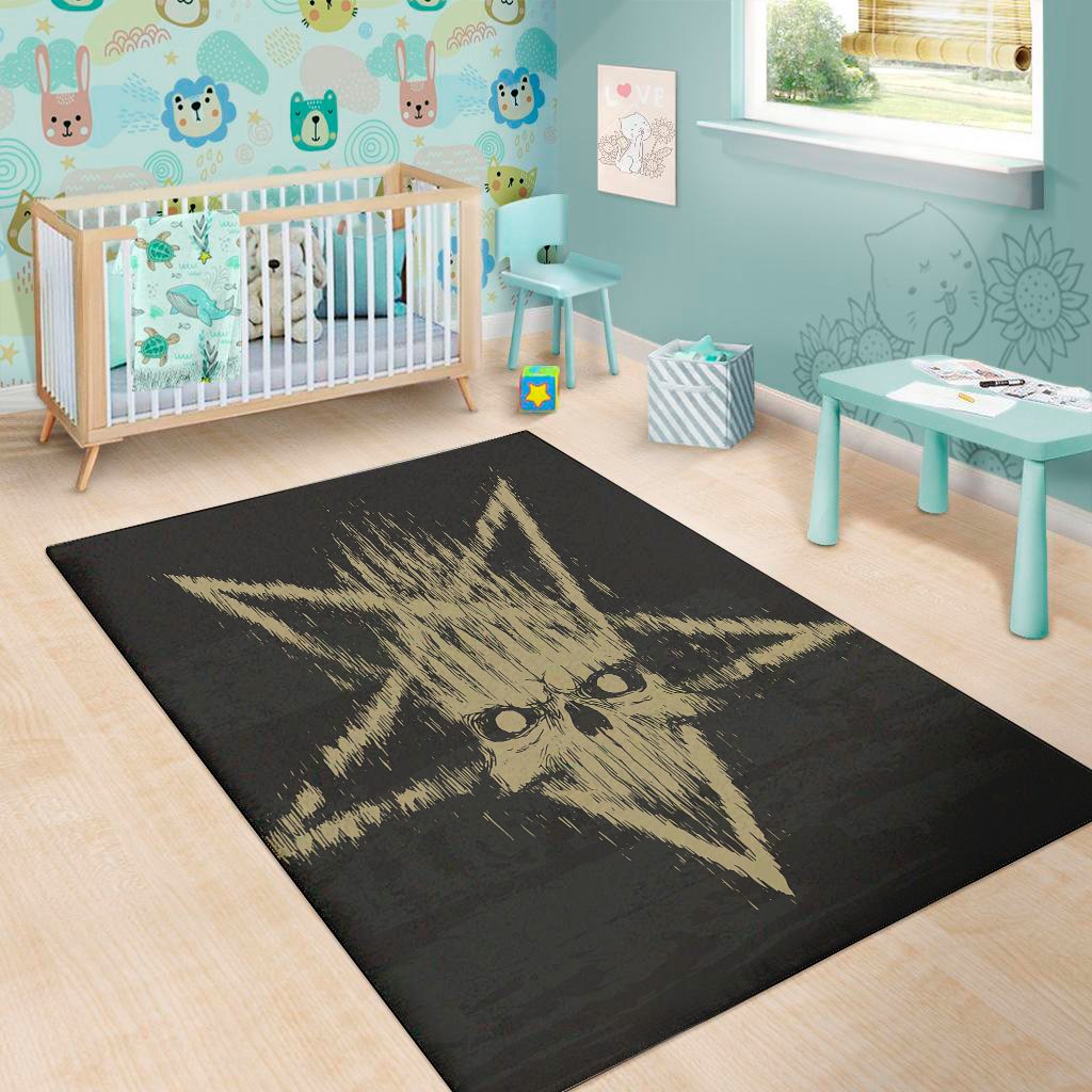 Satanic Pentagram Skull Print Area Rug Floor Decor satanic pentagram skull print area rug floor decor 7245