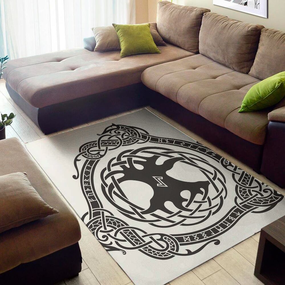 scandinavian yggdrasil print area rug floor decor 1461