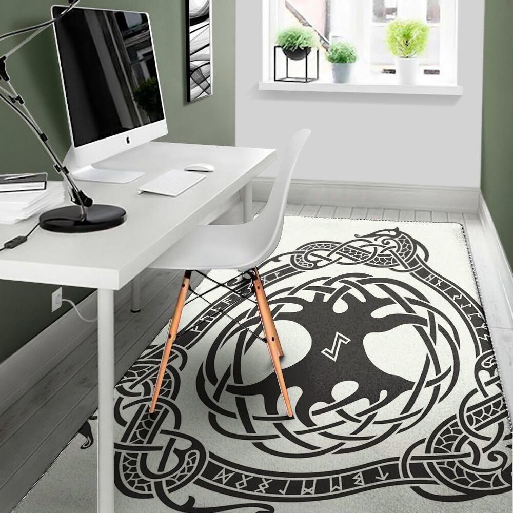 scandinavian yggdrasil print area rug floor decor 5413
