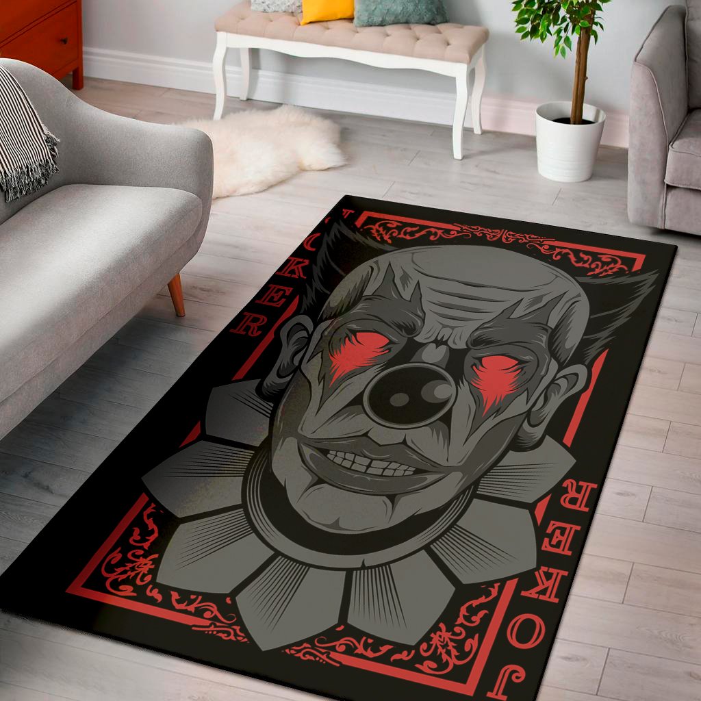scary joker card print area rug floor decor 8605
