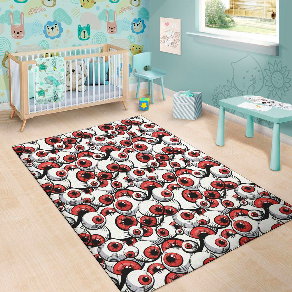 Scary Red Eyeball Pattern Print Area Rug Floor Decor scary red eyeball pattern print area rug floor decor 7005