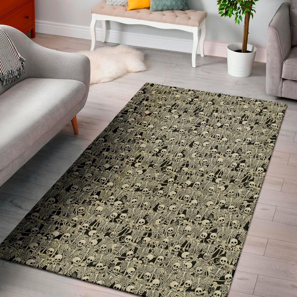 scary skeleton pattern print area rug floor decor 8722
