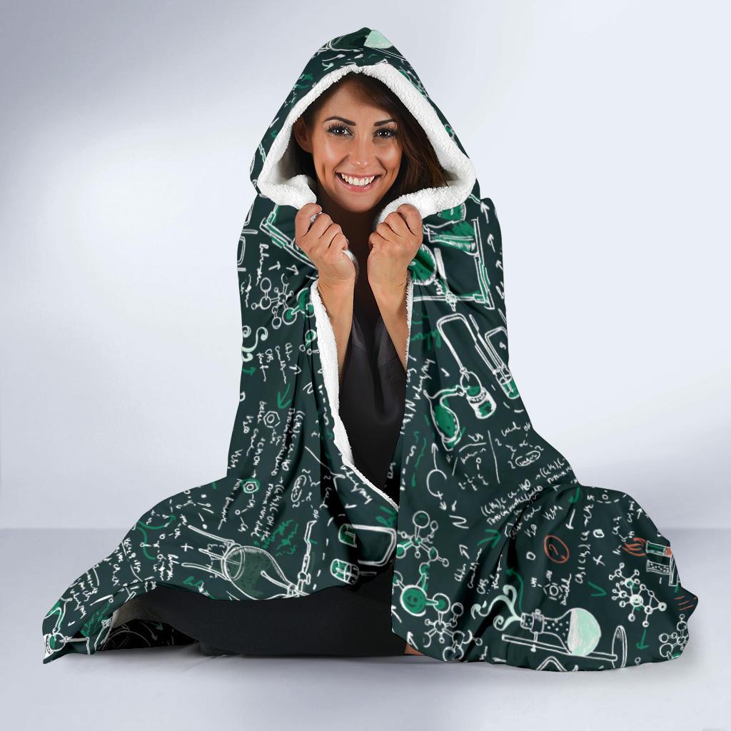 Science Chemistry Pattern Print Hooded Blanket Cloak Blanket science chemistry pattern print hooded blanket cloak blanket 1301