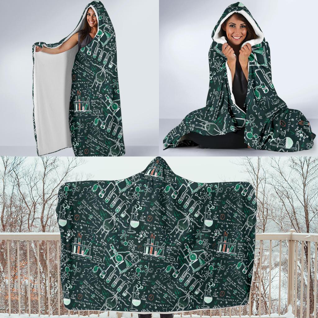 Science Chemistry Pattern Print Hooded Blanket Cloak Blanket science chemistry pattern print hooded blanket cloak blanket 4240