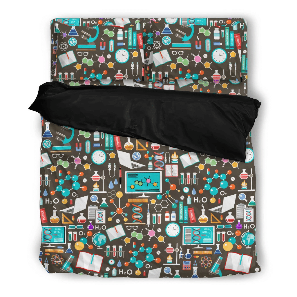 science pattern back to school design duvet cover bedding set 1302