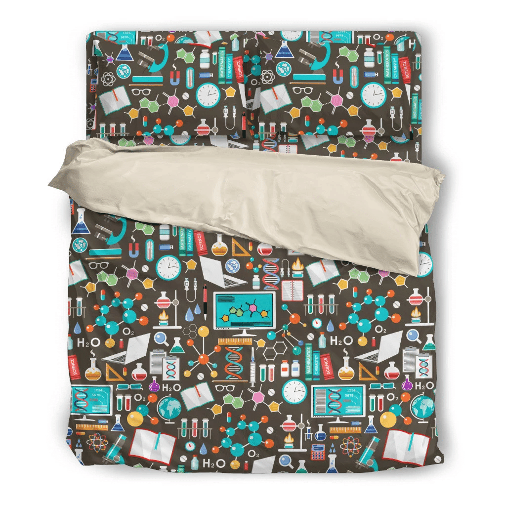 science pattern back to school design duvet cover bedding set 3935