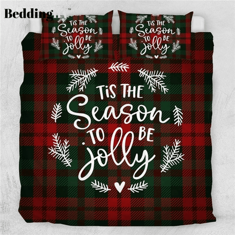 scottish pattern tis the season to be jolly duvet cover bedding set 3555