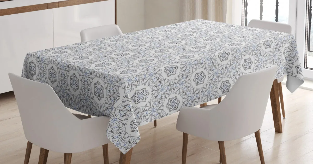 scroll curls mosaic tile 3d printed tablecloth table decor 8497