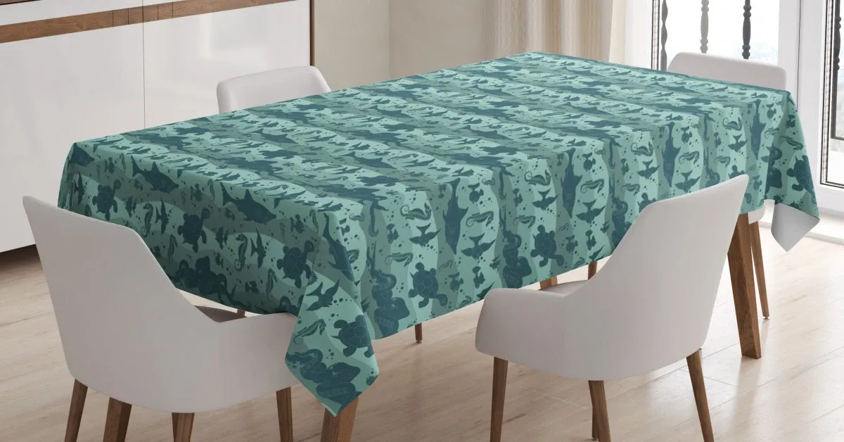 sea life creatures 3d printed tablecloth table decor 6987