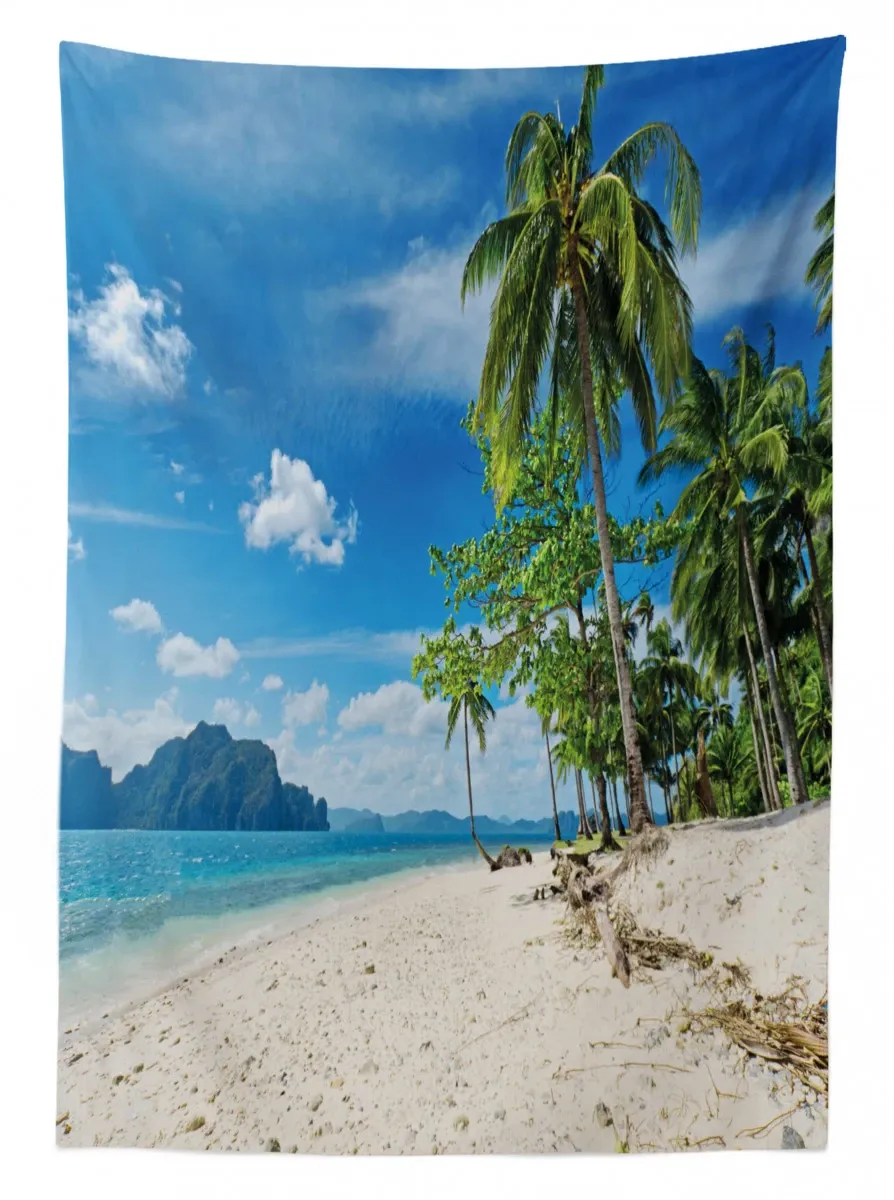 sea palms mountains 3d printed tablecloth table decor 3049