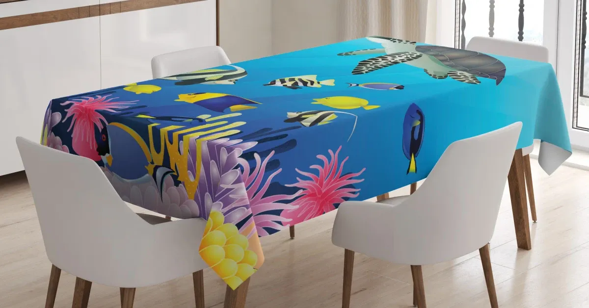sea turtle coral reef 3d printed tablecloth table decor 5546