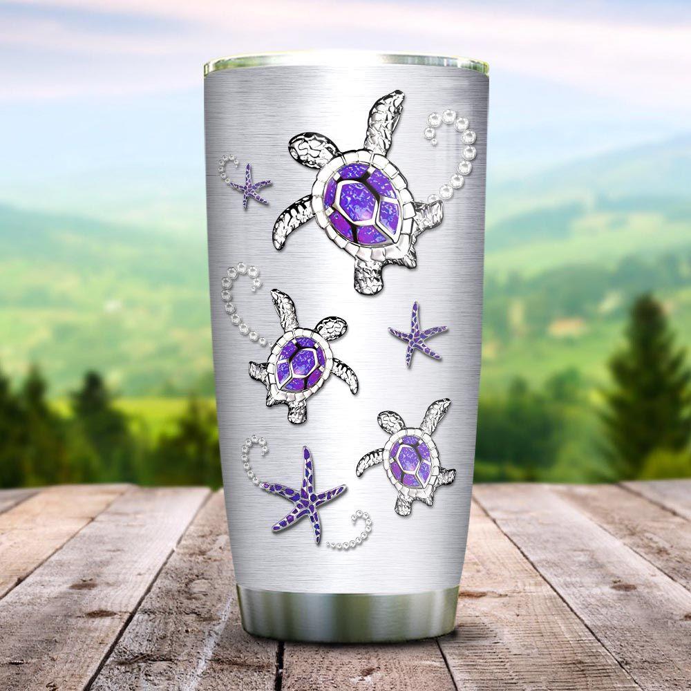 Sea Turtle Jewelry Style Purple Personalized Stainless Steel Tumbler sea turtle jewelry style purple personalized stainless steel tumbler 1791