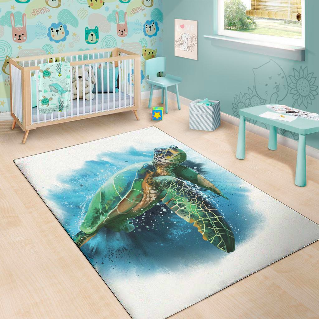 Sea Turtle Painting Print Area Rug Floor Decor sea turtle painting print area rug floor decor 7917