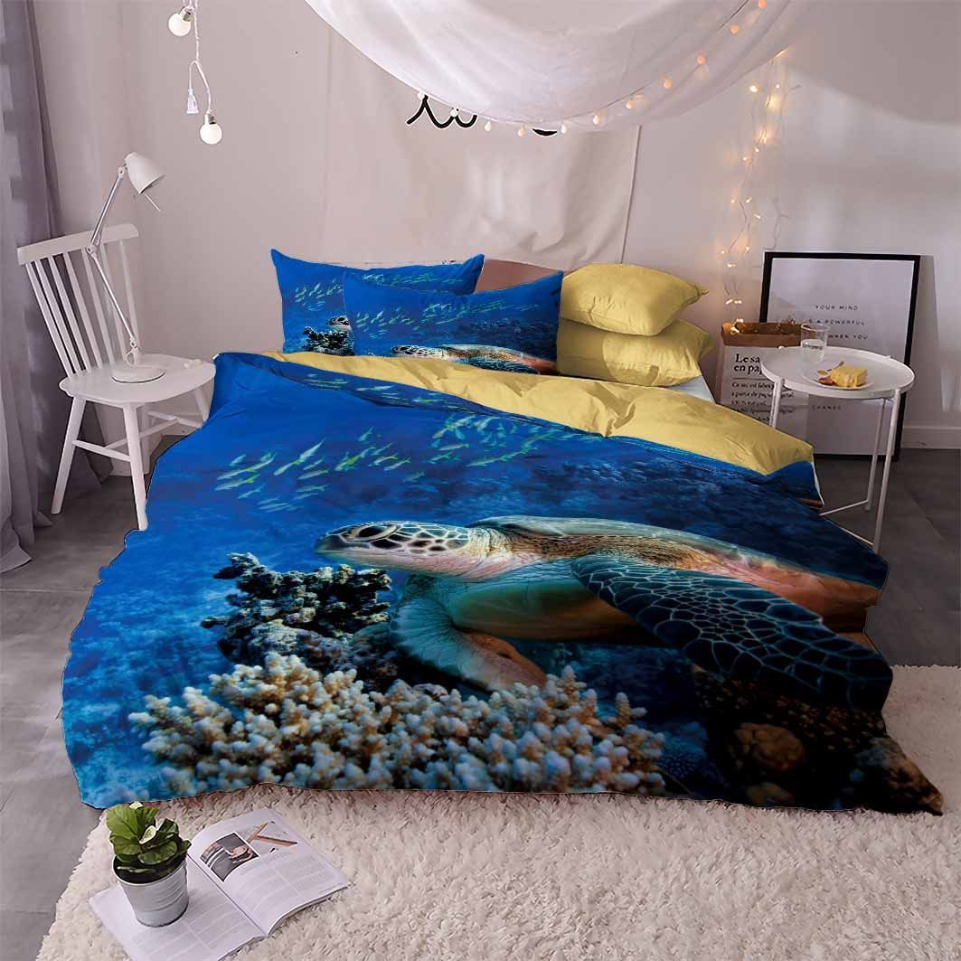 Sea Turtle Under Ocean Printed Bedding Set Bedroom Decor sea turtle under ocean printed bedding set bedroom decor 3861